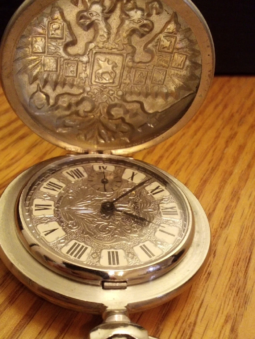 Russian Pocket Watch with Color Inlay - Bronze Tone